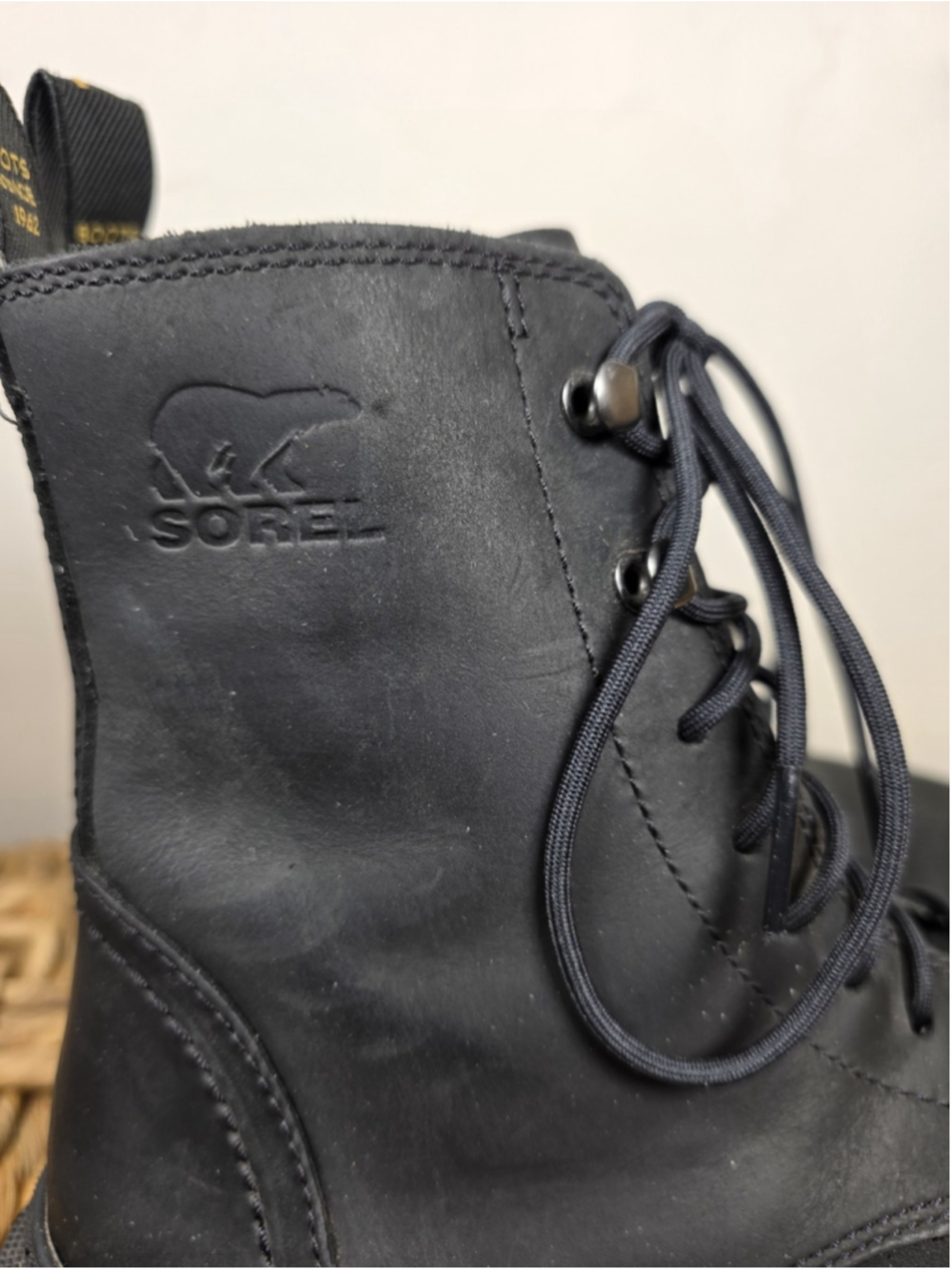 SOREL Hi-Line Lace Boots Women 6.5 Black Leather Waterproof Combat Ankle - Picture 9 of 10